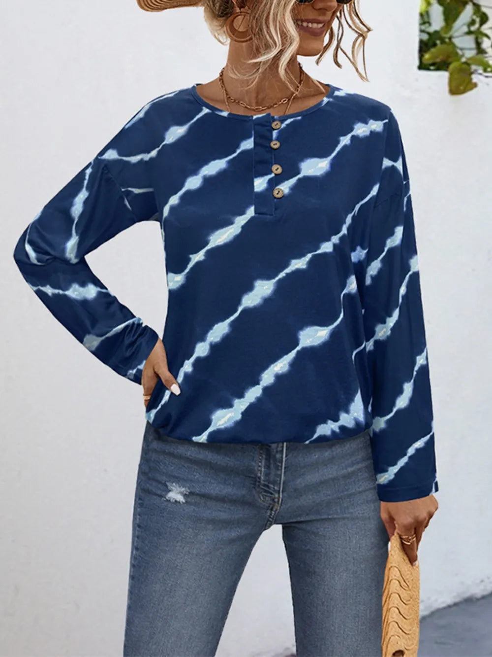 Trendy Striped Long Sleeve T-Shirt with Slight Stretch - Cozy Opaque Fabric, 100% Polyester