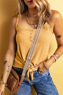 Full Size Casual Ribbed Button-Front Tie-Hem Tank Top Plus Size