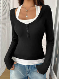 Scoop Neck Long Sleeve T-Shirt - Slightly Stretchy, 95% Polyester for Comfort, Easy Care - Store 42