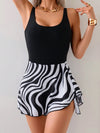 Printed Scoop Neck Wide Strap One-Piece Swimwear Zebra