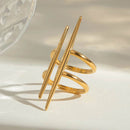 18K Gold-Plated Stainless Steel Asymmetrical Ring - Modern Minimalist Geometric Design - Store 42
