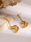 Elegant 18K Gold-Plated Stainless Steel Moon Dangle Earrings - Perfect for Any Occasion - Store 42