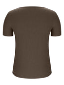 Trendy Solid V-Neck Short Sleeve T-Shirt - Slightly Stretchy, 95% Polyester, 5% Spandex - Store 42