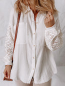 Lace Sleeve Button Down Shirt