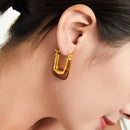 18K Gold-Plated Resin Copper U-Shaped Earrings - Elegant Lightweight Fashion Jewelry - Store 42