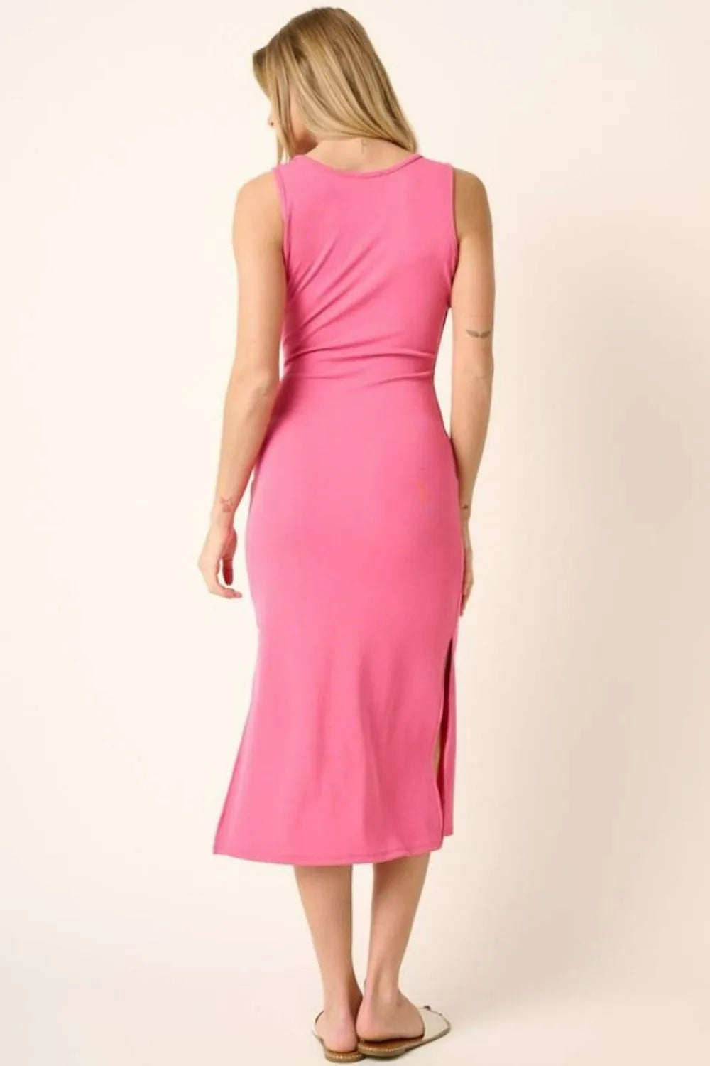 Elegant Side Slit Wide Strap Midi Tank Dress - Flattering & Comfortable Summer Essential