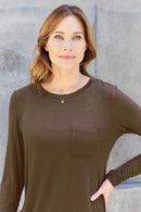 Basic Bae Women's Full Size Round Neck Long Sleeve Top with Pockets and Moderate Stretch - Store 42