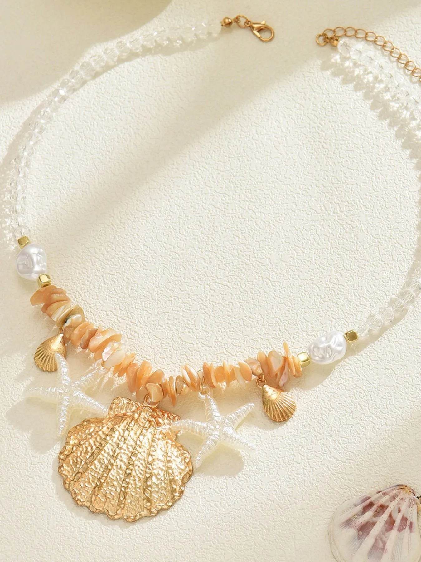 18K Gold-Plated Beach Shell Starfish Pendant Necklace - Store 42