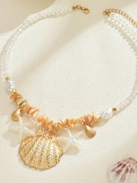 18K Gold-Plated Beach Shell Starfish Pendant Necklace - Store 42