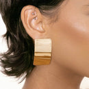 Elegant 18K Gold-Plated Stainless Steel Rectangle Earrings - Lightweight Design, 1.7 In Length - Store 42