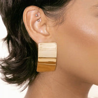 Elegant 18K Gold-Plated Stainless Steel Rectangle Earrings - Lightweight Design, 1.7 In Length - Store 42