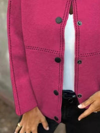 Full Size Button Up Long Sleeve Cardigan Plus Size - Store 42