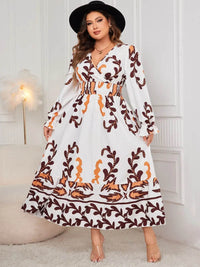 Honey Plus Size Printed Surplice Flounce Sleeve Dress - Store 42