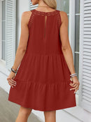 Ruffled Hem Lace Sleeveless Dress