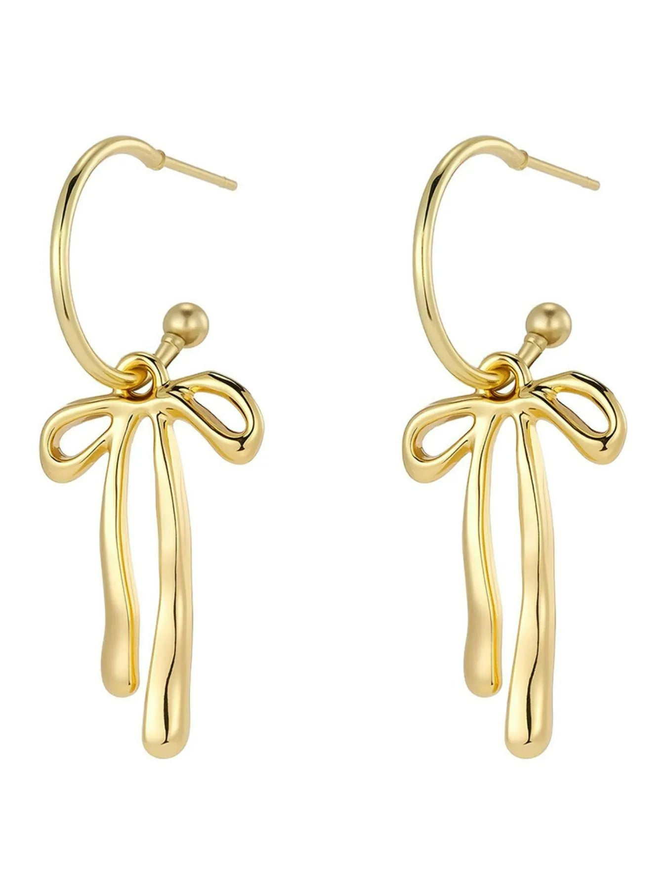 18K Gold-Plated Bow Tie Drop Earrings