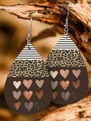 Printed PU Leather Dangle Earrings Style D One Size