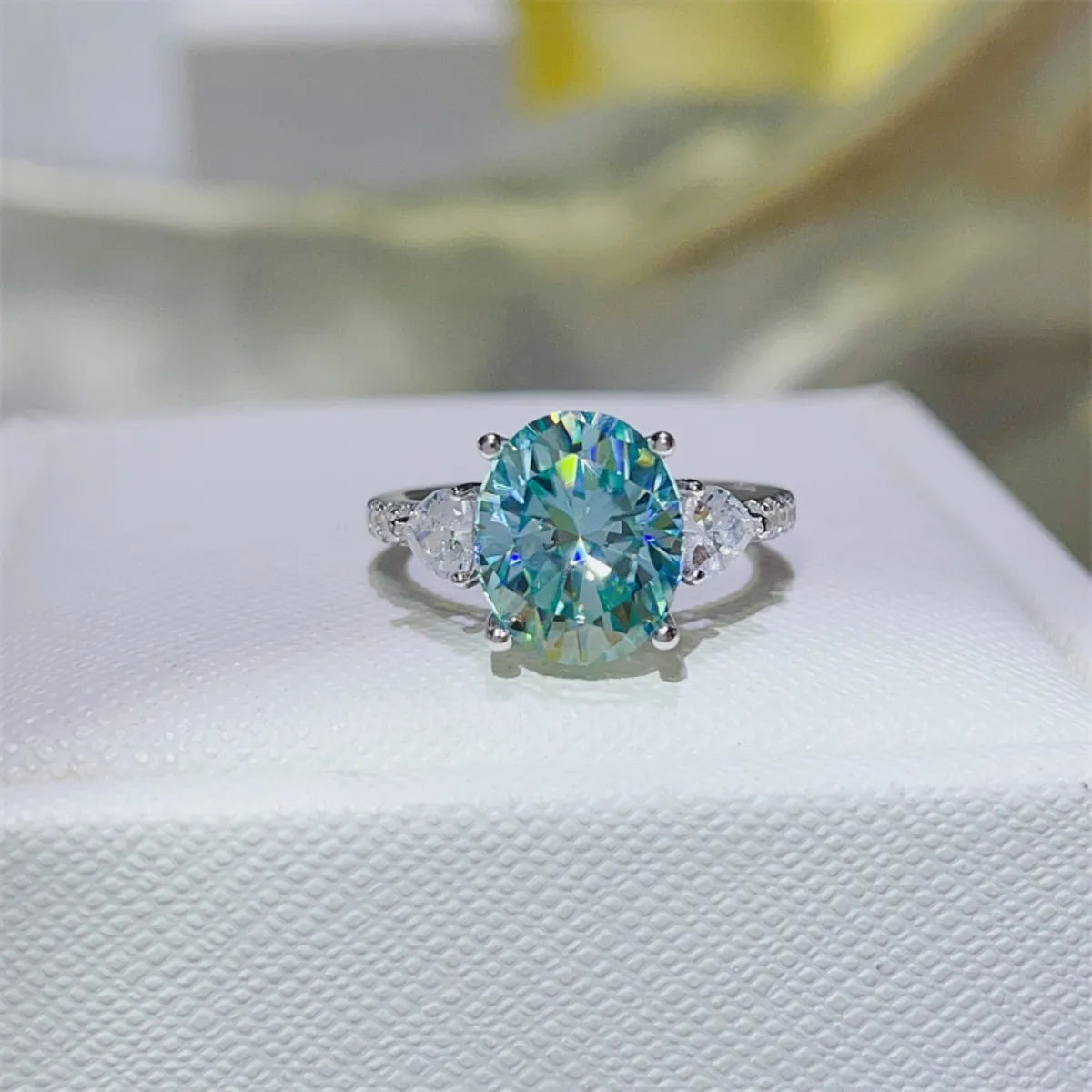 5 Carat Moissanite Engagement Ring in 925 Sterling Silver with Certificate & Warranty