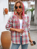 Plaid Button-Up Hooded Shirt
