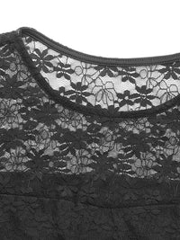Trendy Lace Round Neck Short Sleeve Top - Highly Stretchy Polyester Blend - Store 42