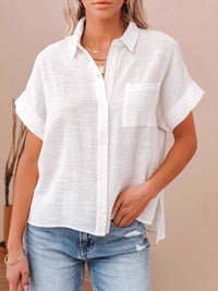 Button Down Short Sleeve Shirt White
