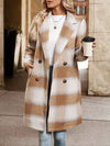 Plaid Wool Blend Longline Jacket Camel