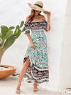 Floral Flounce Sleeve Midi Dress Light Green