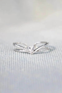 925 Sterling Silver Adjustable Zircon Heart Open Ring with Gift Box - Store 42