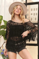 ADORA Fringe Hem Crochet Top