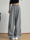 Gingham Check Wide Leg Casual Pants Black