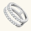 925 Sterling Silver Moissanite Double Layered Ring Silver