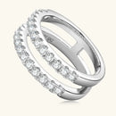 925 Sterling Silver Moissanite Double Layered Ring Silver