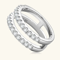 925 Sterling Silver Moissanite Double Layered Ring Silver