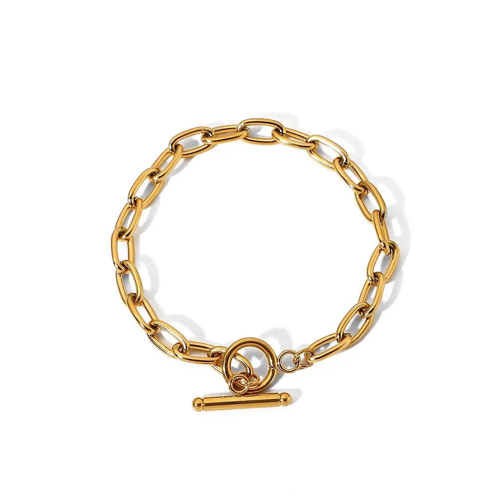 18K Gold-Plated Stainless Steel Toggle Chain Bracelet - Store 42