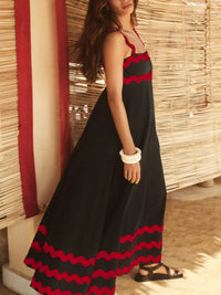 Contrast Trim Square Neck Maxi Cami Dress