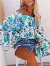 Full Size Floral Off-Shoulder Bell Sleeve Blouse Plus Size - Store 42