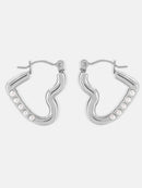 Elegant 18K Gold-Plated Stainless Steel Heart Earrings with Rhinestones - Trendy Jewelry Accessory - Store 42
