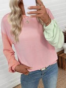Trendsi Color Block Ribbed Long Sleeve T-Shirt: Slightly Stretchy, Modern Casual Style - Store 42