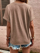 Full Size Casual Notched Short Sleeve Blouse Plus Size - Store 42