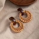 Bohemian Rattan Woven Hoop Earrings