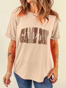 Full Size GAME DAY Checkered Letter Graphic T Shirt Plus Size Tan
