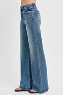 RISEN Full Size Tummy Control High Rise Wide Adjustable Waist Band Jeans Plus Size