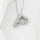 Elegant Copper Bubble Letter Pendant Necklace - Platinum-Plated, 17.7 in Chain Length - Store 42