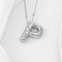 Elegant Copper Bubble Letter Pendant Necklace - Platinum-Plated, 17.7 in Chain Length - Store 42