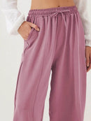 Full Size Drawstring Wide Leg Cropped Pants Plus Size - Store 42