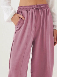 Full Size Drawstring Wide Leg Cropped Pants Plus Size - Store 42