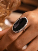 18K Gold-Plated Stainless Steel Elliptical Open Ring with Oil Drip Design - Elegant Jewelry Piece - Store 42