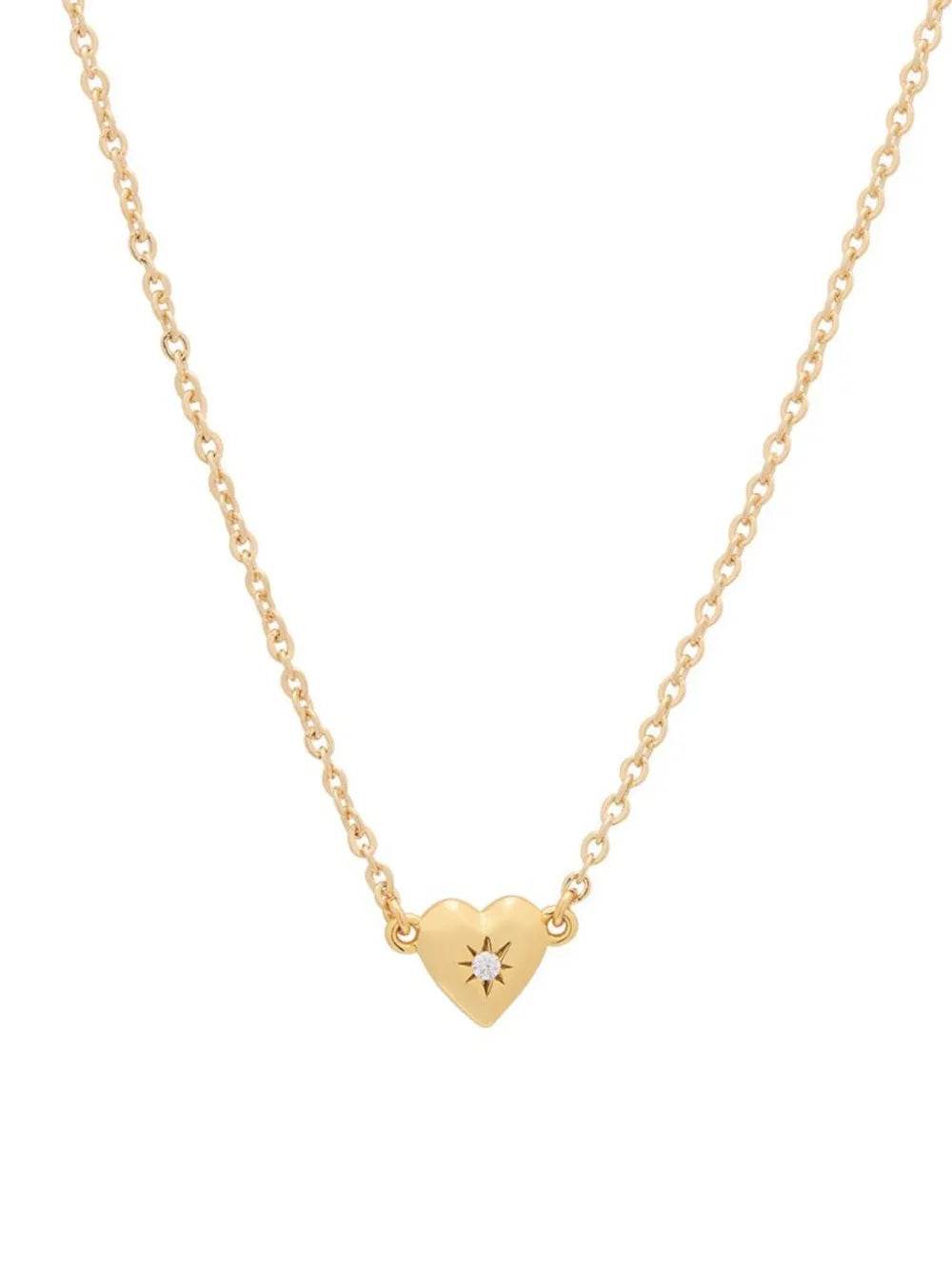 Elegant Zircon Heart Pendant Necklace in 14K Gold-Plated Copper, One Size - Store 42