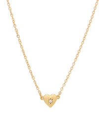 Elegant Zircon Heart Pendant Necklace in 14K Gold-Plated Copper, One Size - Store 42