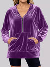 Full Size Half Zip Kangaroo Pocket Hoodie Plus Size - Store 42