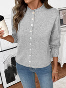 Button-Front Long Sleeve Cardigan